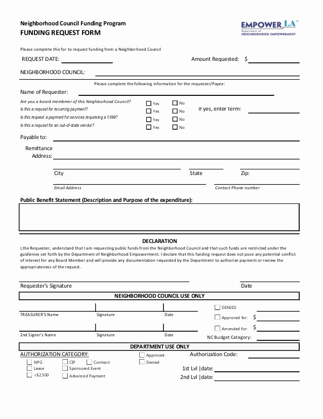 Request for Funds Template Inspirational Funding Request form Fillable