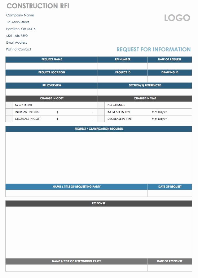 Request for Information Template Fresh Free Request for Information Templates