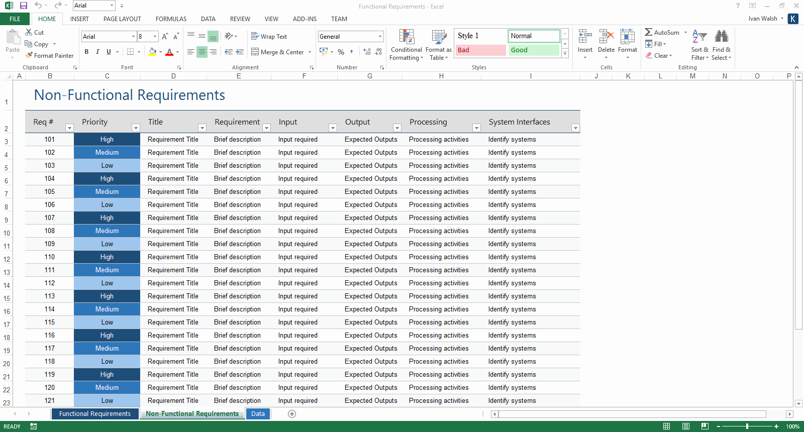 Requirement Gathering Template Excel Stcharleschill Template