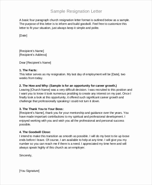 Resignation Letter Template Pdf Fresh 8 Resignation Letter format Samples