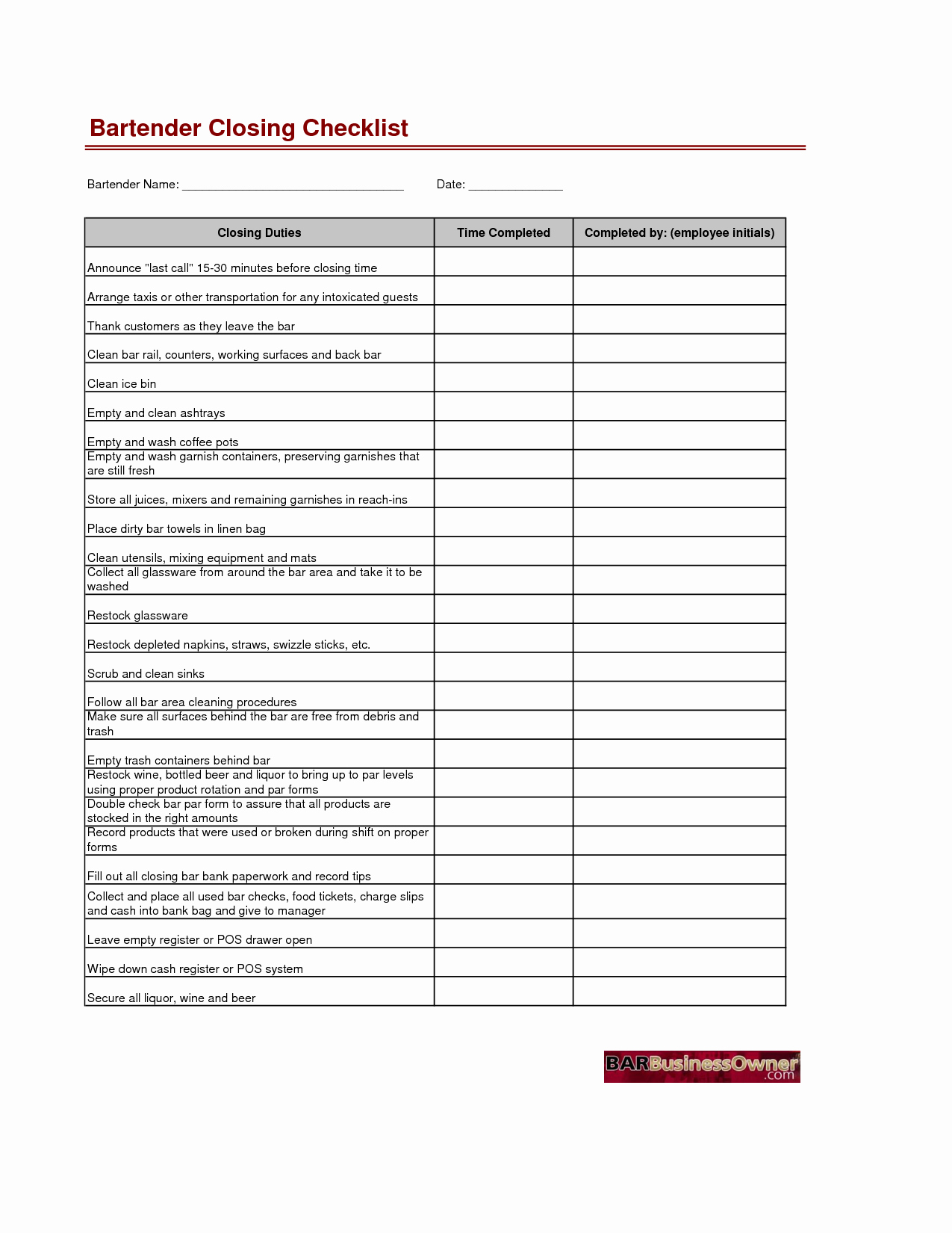 Restaurant Cleaning Checklist Template Awesome Duty Checklist Templates Google Search