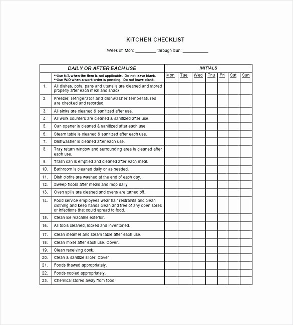 Restaurant Cleaning Checklist Template Awesome Kitchen Cleaning Checklists – Airemasfo