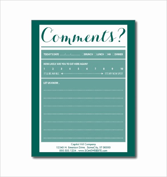 Restaurant Comment Card Template Awesome 19 Ment Card Templates Psd Ai Eps