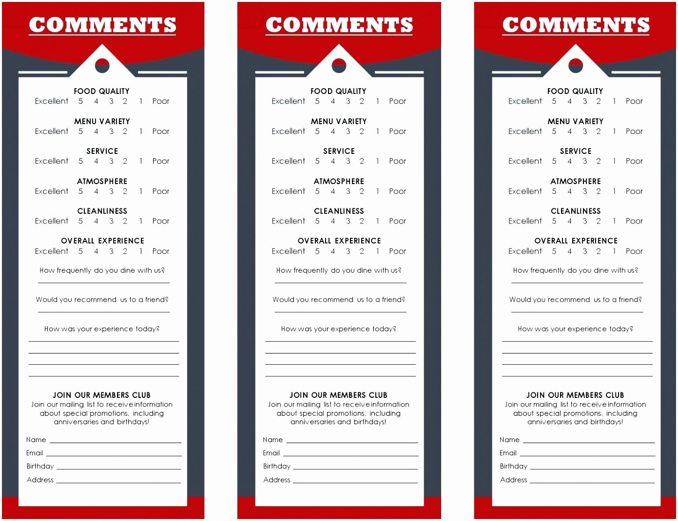 Restaurant Comment Card Template Beautiful 9 Restaurant Ment Card Template Vrtwi