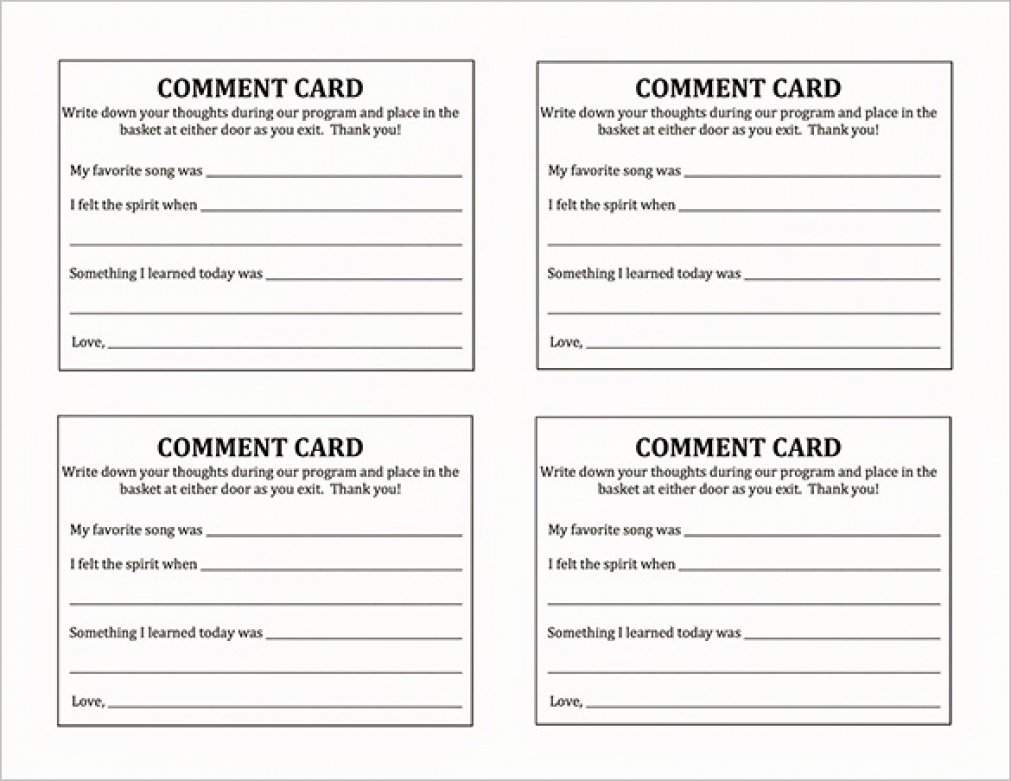 Restaurant Comment Card Template Luxury Ment Card Template Beepmunk
