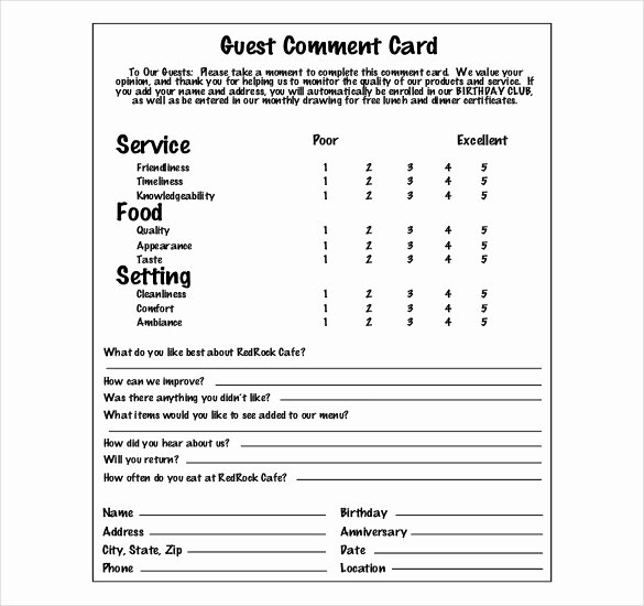 Restaurant Comment Card Template Luxury Survey Cards Templates Web form Templates Customize Use