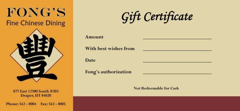 Restaurant Gift Certificate Template Beautiful 14 Restaurant Gift Certificates