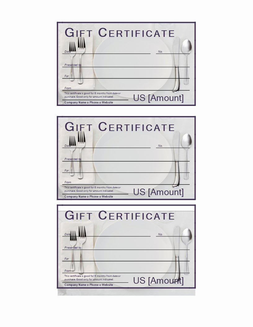 Restaurant Gift Certificate Template Fresh Free Dinner Gift Certificate