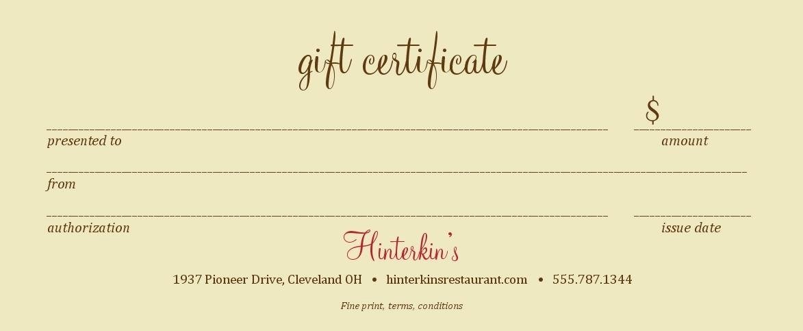 Restaurant Gift Certificate Template Luxury Restaurant T Cards Online Printable Printable T