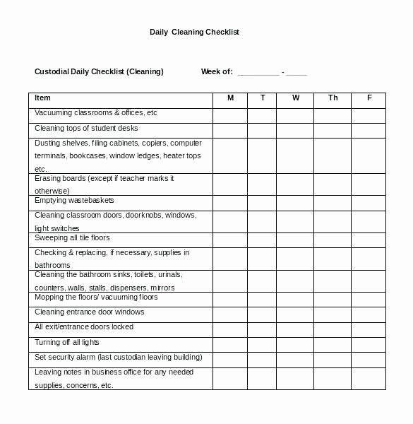 Restroom Cleaning Log Template Awesome Checklist Spreadsheet Checklist Template Templates Word
