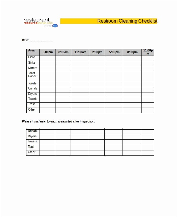 Restroom Cleaning Log Template Awesome Cleaning Checklist 31 Word Pdf Psd Documents Download