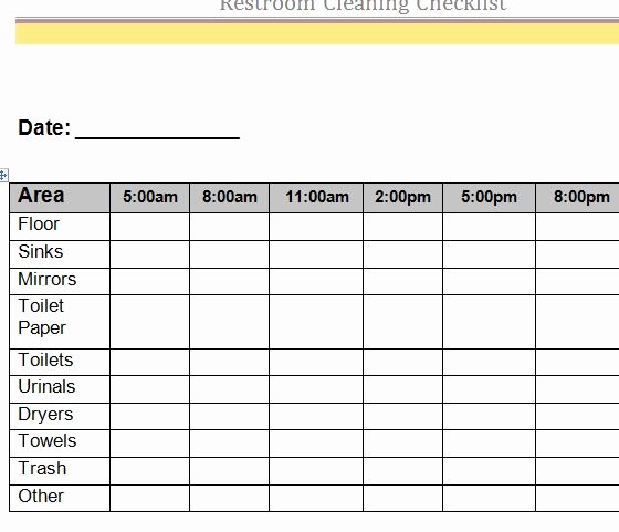 Restroom Cleaning Log Template Best Of Restroom Cleaning Checklist My Excel Templates