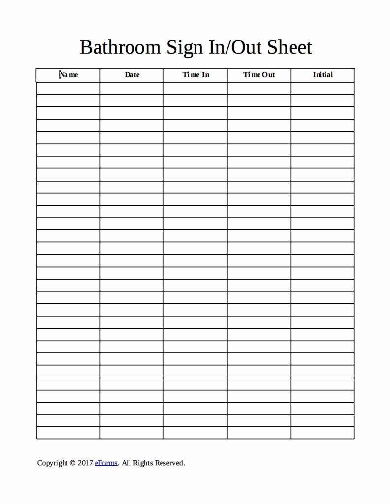 Restroom Cleaning Log Template Elegant Bathroom Cleaning Sign In Out Sheet Template