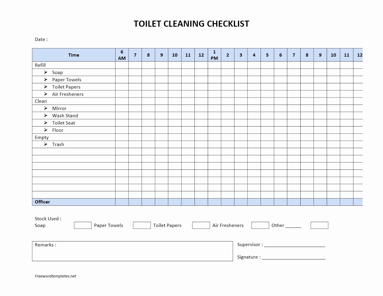 Restroom Cleaning Log Template Fresh toilet Cleaning Checklist