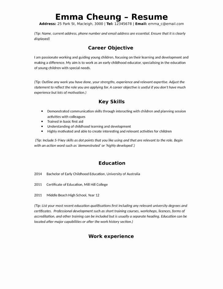 Resume Template for Kids Awesome Simple Kids Activity assistant Resume Template