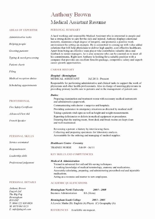 Resume Template Medical assistant Best Of Medical assistant Resume 2016 Samplebusinessresume