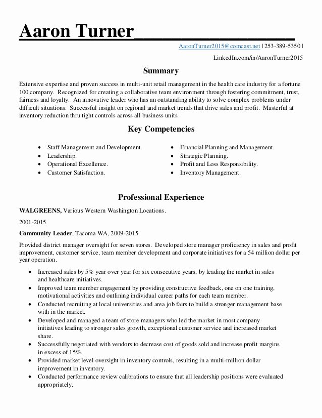 Retail Manager Resume Template Fresh District Manager Resume
