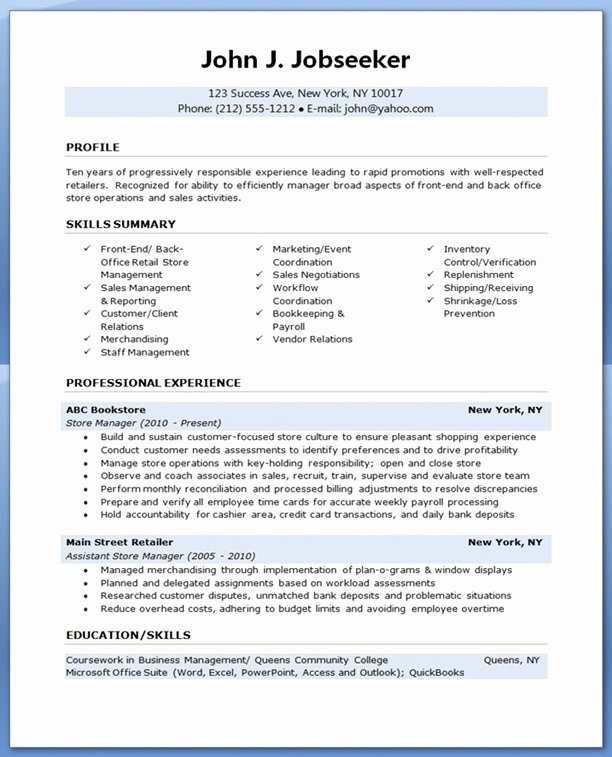 Retail Manager Resume Template Fresh Retail Store Manager Resume