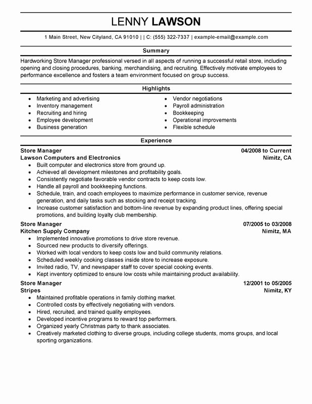 Retail Manager Resume Template Luxury Store Manager Resume Examples Created by Pros