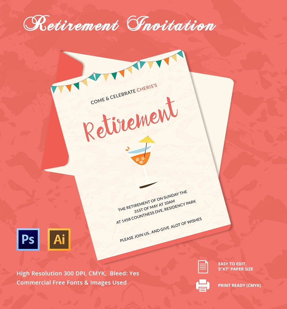 Retirement Invitations Template Free Beautiful 25 Retirement Invitation Templates Psd Vector Eps Ai