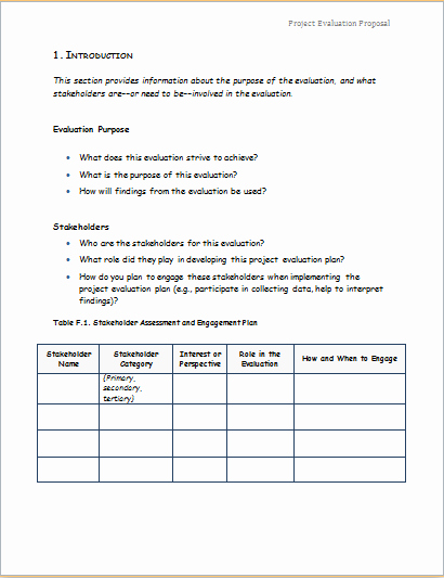 Rfp Evaluation Template Excel Lovely Project Evaluation Proposal Template