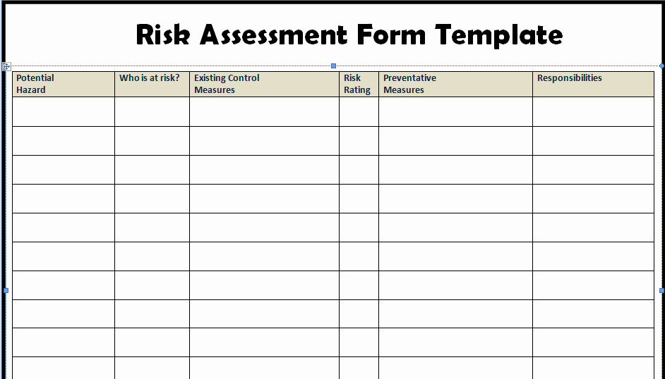 Risk Analysis Template Excel Luxury Risk assessment form Templates In Word Excel Project