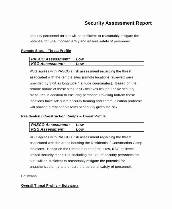 Risk assessment Report Template New Threat and Risk assessment Template Clip Sample E