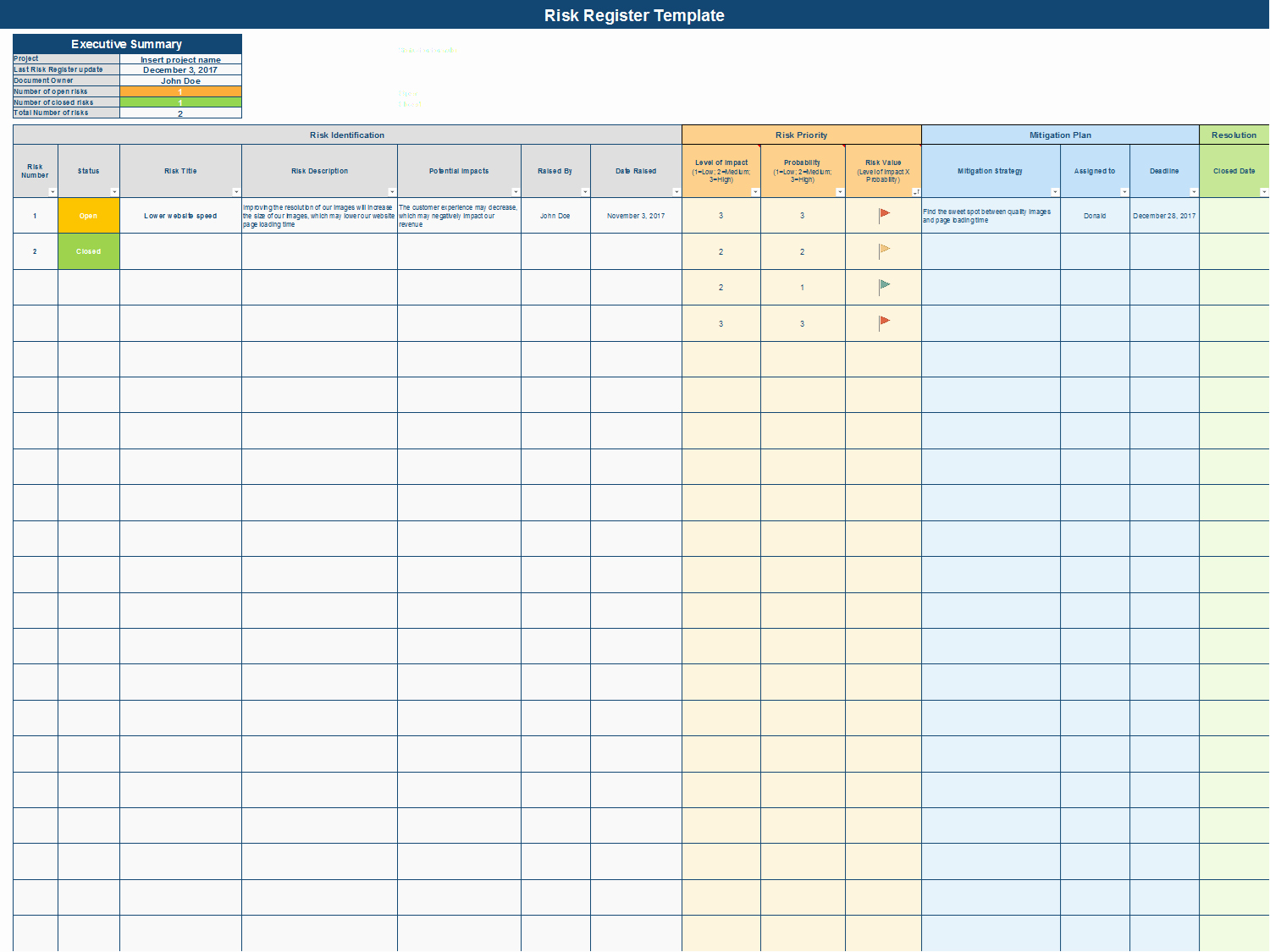 Risk Matrix Template Excel Luxury Download A Risk Register Excel Template
