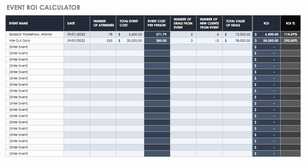 Roi Calculator Excel Template Awesome Free Roi Templates and Calculators Smartsheet