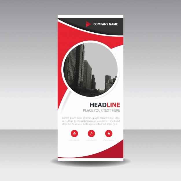 Roll Up Banner Template Best Of Red Circle Creative Roll Up Banner Template Vector