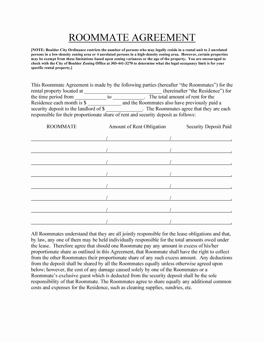 Roommate Agreement Template Free Inspirational 40 Free Roommate Agreement Templates &amp; forms Word Pdf