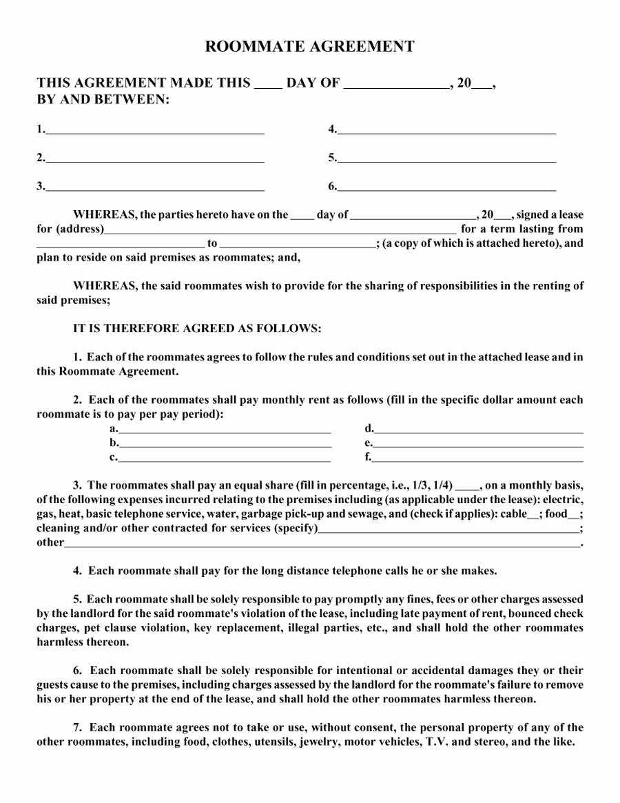 Roommate Agreement Template Free Unique 40 Free Roommate Agreement Templates &amp; forms Word Pdf