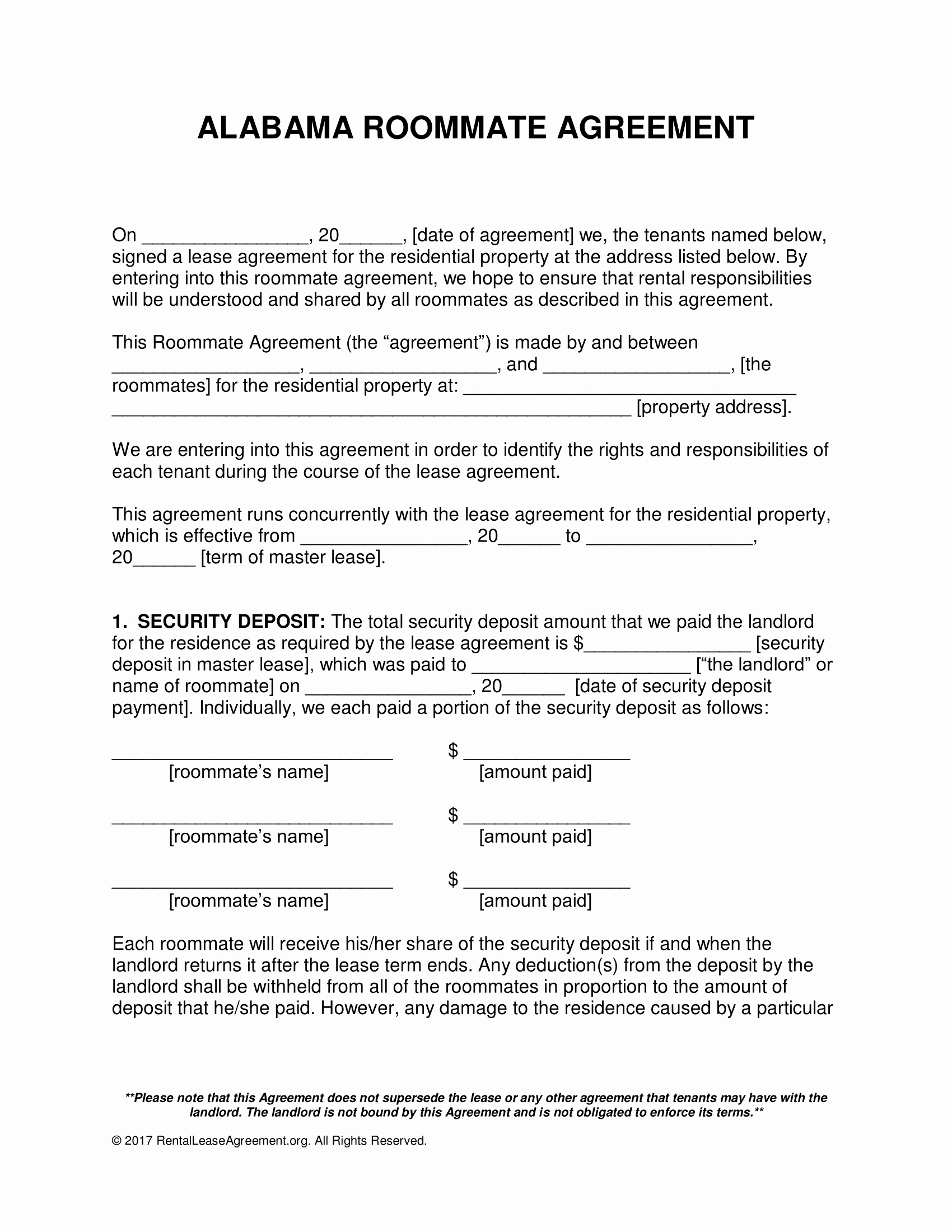 Roommate Agreement Template Free Unique Roommate Agreement form Download Free Business Letter