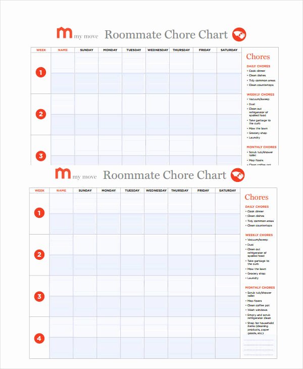Roommate Chore Chart Template Inspirational Printable Chore Chart 8 Free Pdf Documents Download