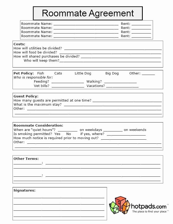 Roommate Rental Agreement Template New Roommate Rental Agreement Template