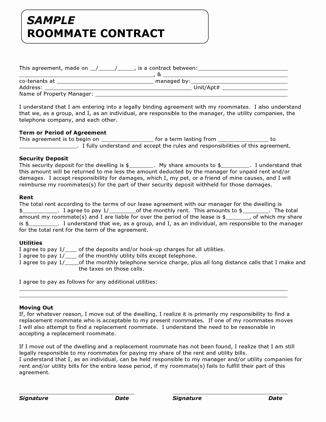 Roommate Rental Agreement Template New Template for Roommate Rules Invitation Templates