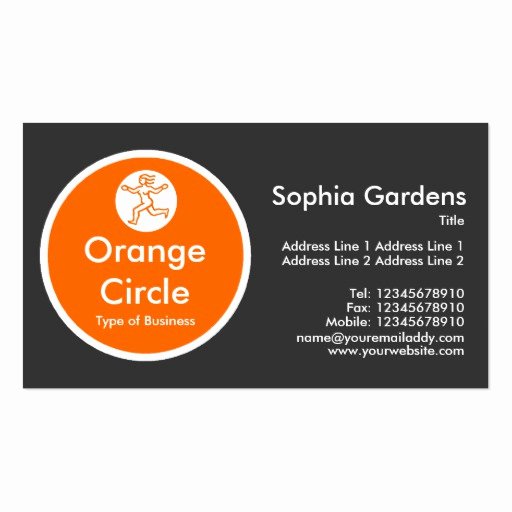 Round Business Cards Template Elegant orange Circle Dark Gray Business Card Template