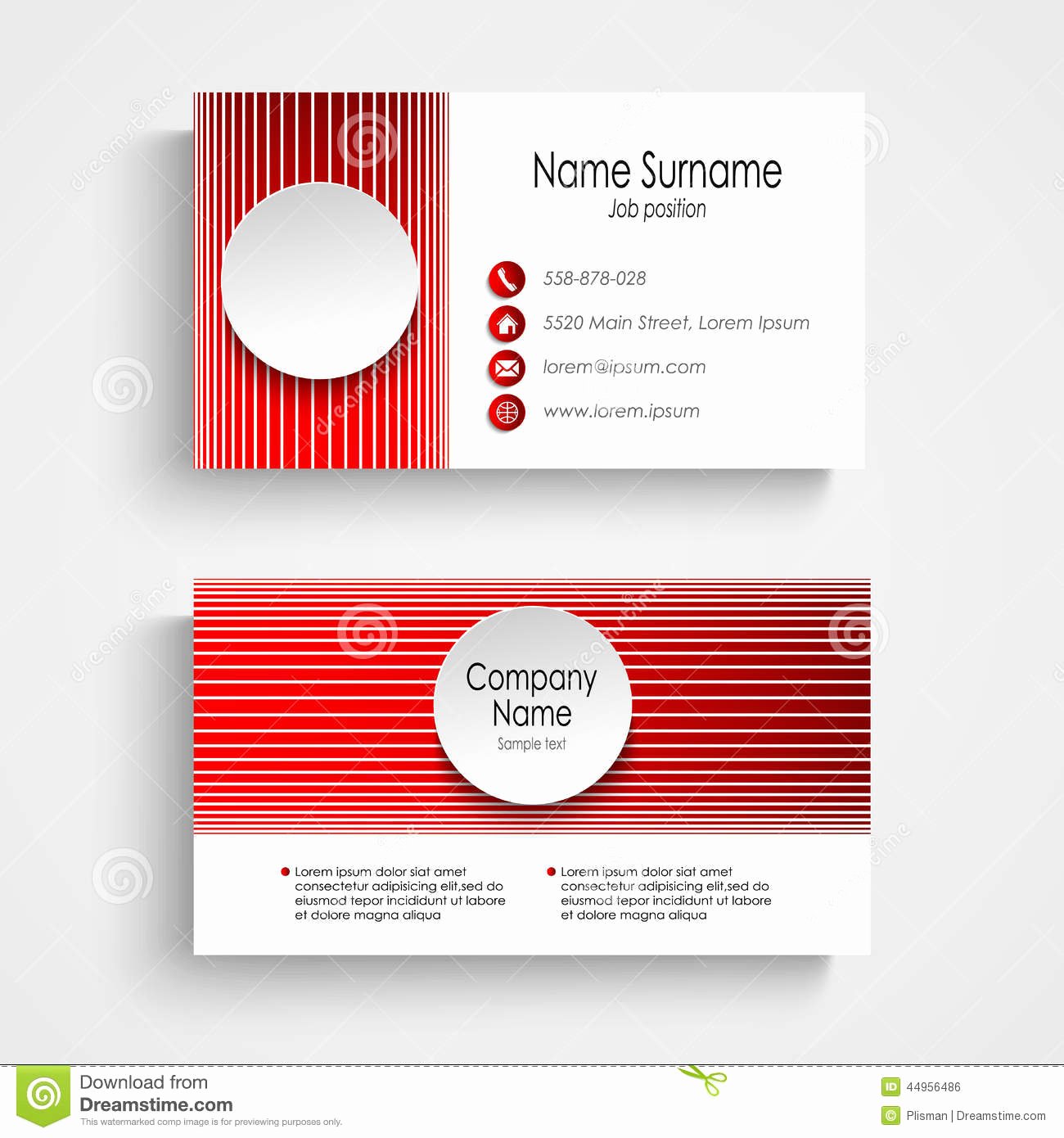 Round Business Cards Template Lovely Modern Red Round Business Card Template Stock Vector