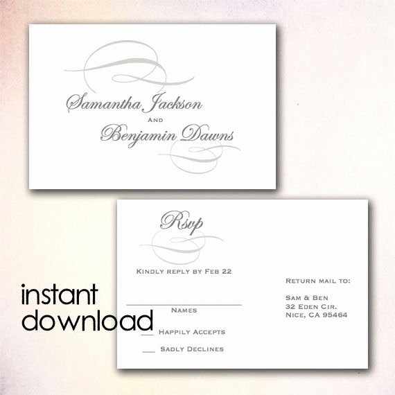 Rsvp Card Template Free Lovely Diy Wedding Rsvp Postcard Template Instant Download
