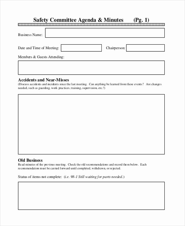Safety Meeting Minutes Template Beautiful Safety Agenda Templates 10 Free Sample Example format