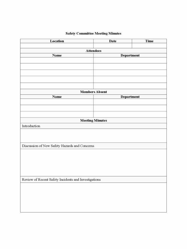 Safety Meeting Minutes Template Inspirational 2019 Mittee Meeting Minutes Template Fillable