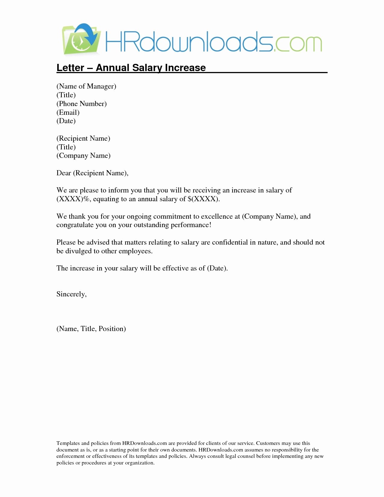 Salary Increase Letter Template Awesome Salary Increase Letter to Employees