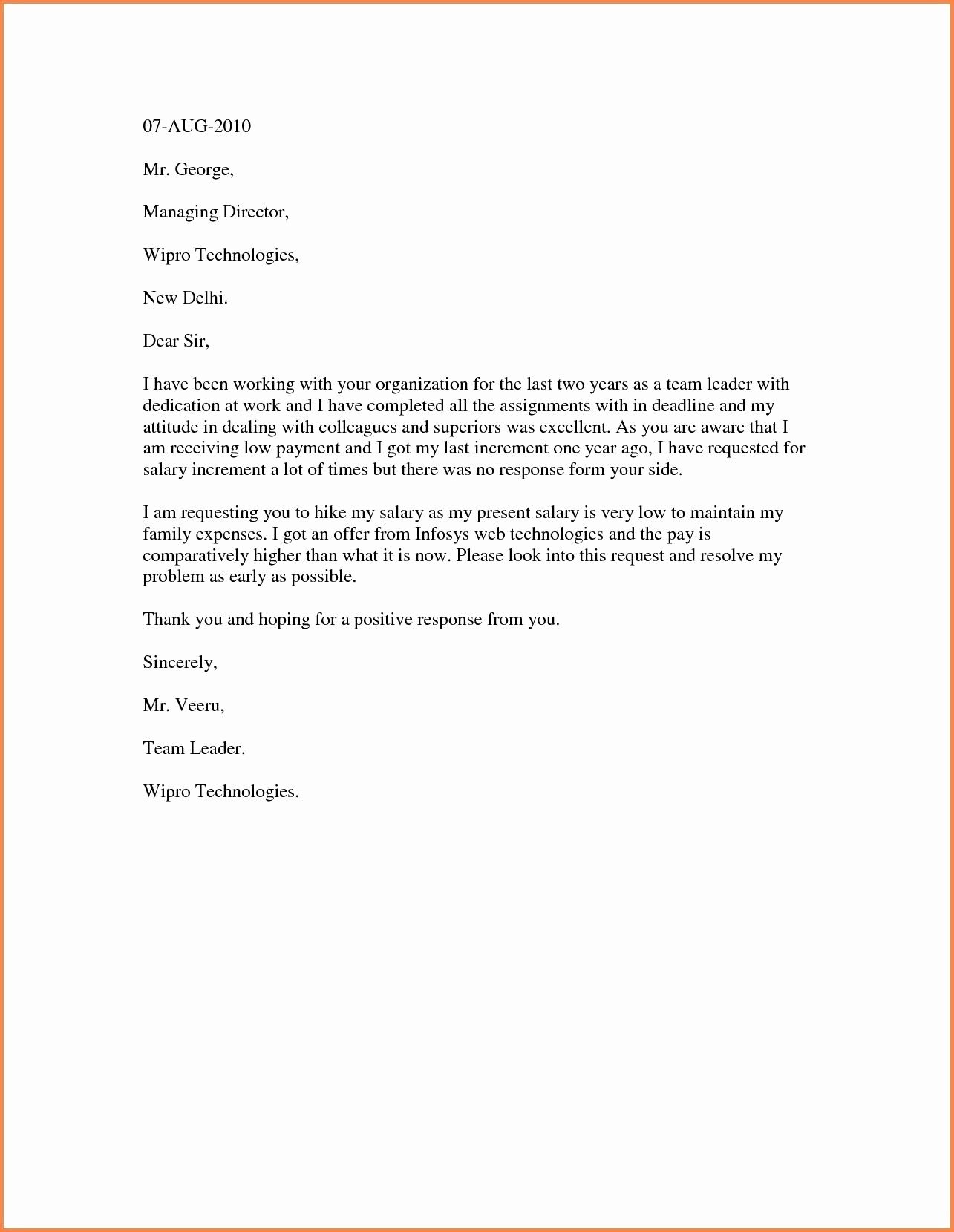 Salary Increase Letter Template Luxury Sample Increment Letter format Fresh Salary Increment