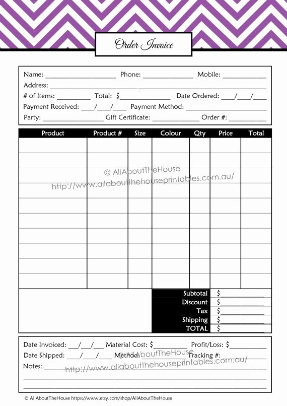 Sale order form Template Inspirational Direct Sales order Invoice form Direct Sales Planner