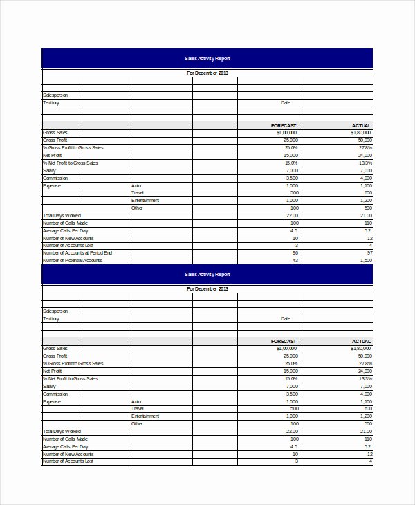 Sales Activity Report Template Fresh Sales Report Template 12 Free Excel Document Download