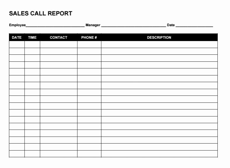 Sales Call Log Template Unique Free Sales Call Report Templates