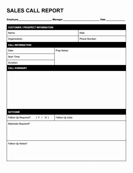 Sales Call Report Template Inspirational Free Sales Call Report Templates