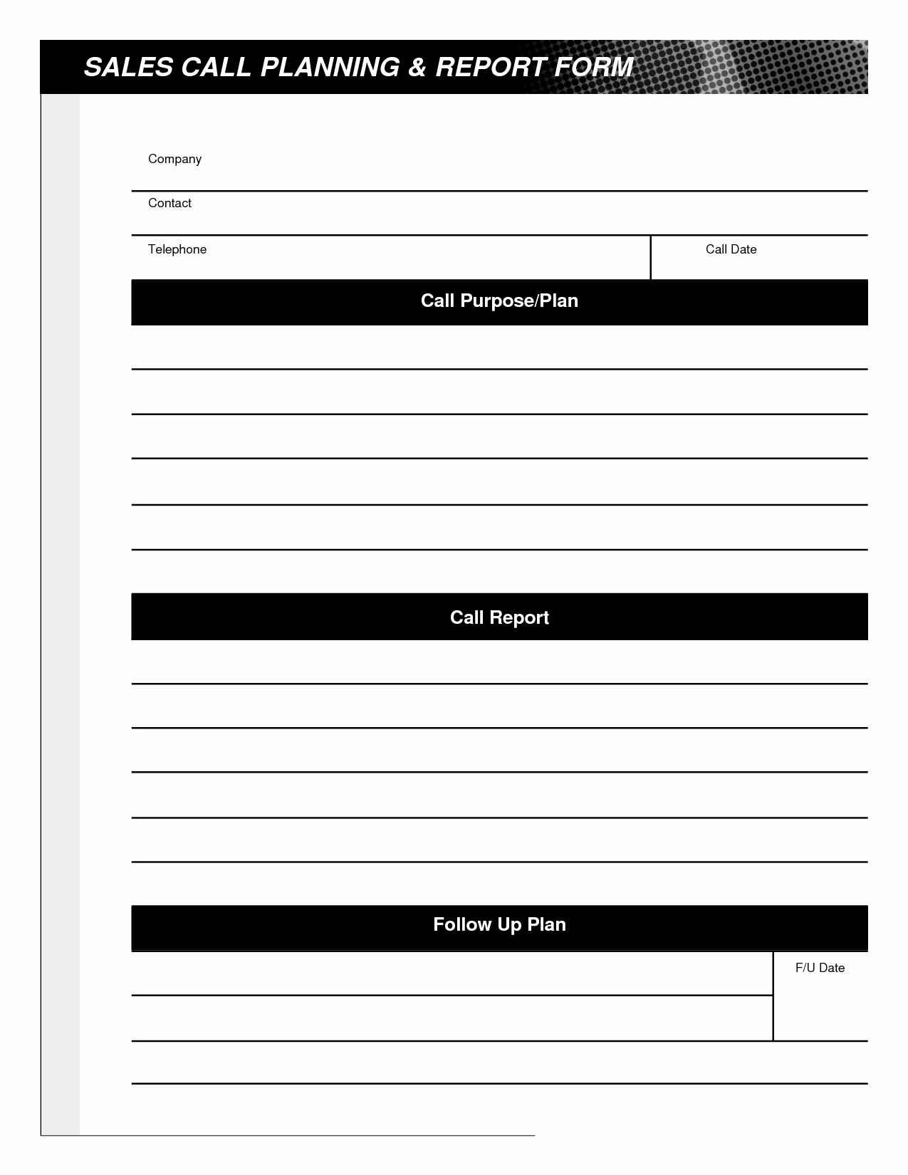 Sales Call Report Template New 29 Of Call Report Template Monthly