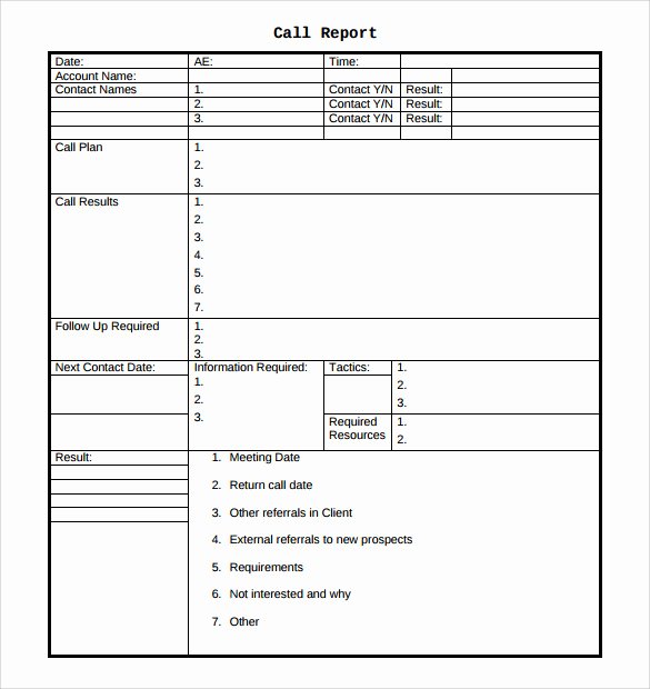 Sales Call Reporting Template Lovely 14 Sales Call Report Samples