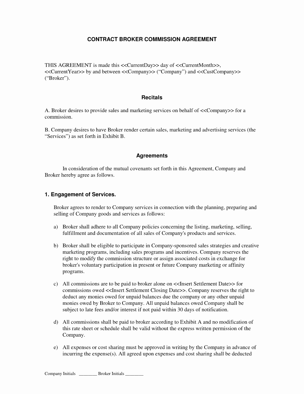Sales Commission Agreement Template Elegant Broker Mission Sales Agreement Advertising and